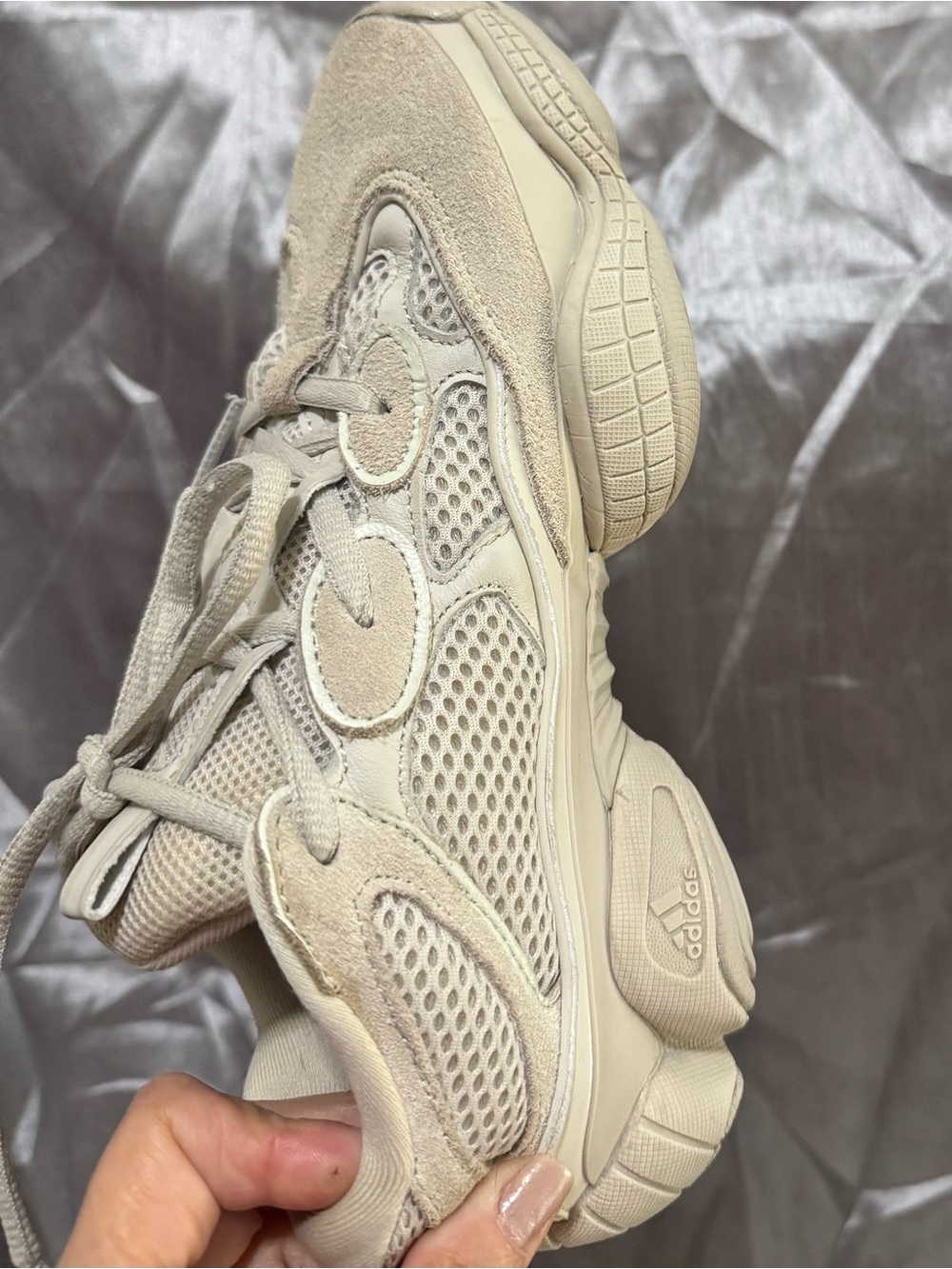 Yeezy Men's Cream/Tan Chunky Mesh & Suede Sneakers